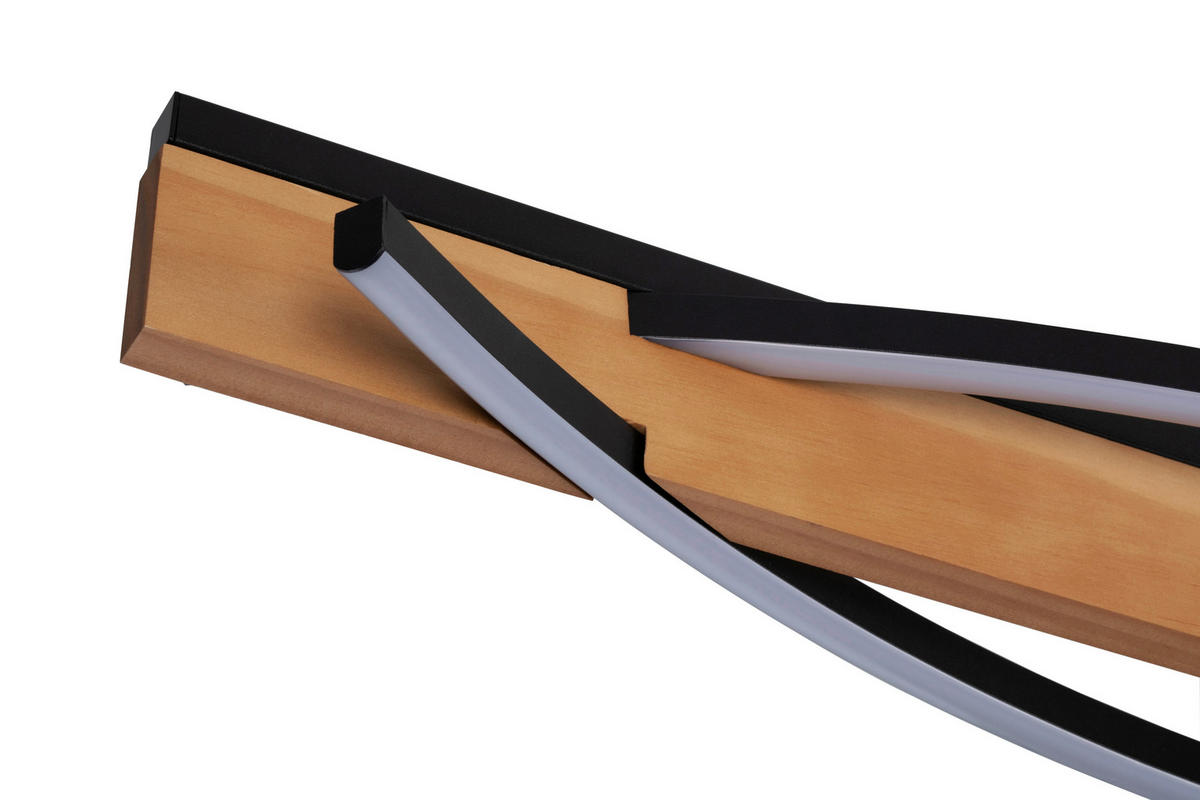 LED-DECKENLEUCHTE Zhang 120/12,5/10,5 cm   - Schwarz/Kieferfarben, Design, Holz/Kunststoff (120/12,5/10,5cm) - Novel
