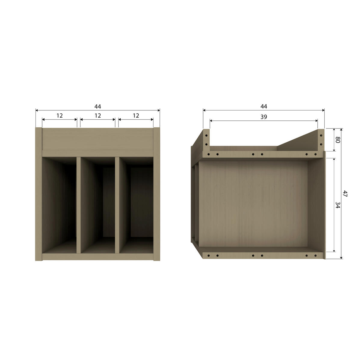 SCHALLPLATTENREGAL Kiefer Schlammfarben  - Schlammfarben, Design, Holz (44/47/44cm) - Livetastic
