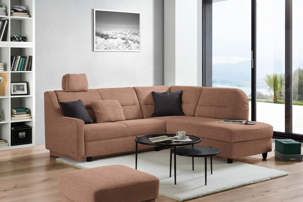 ECKSOFA in Chenille Braun  226/208 cm  - Schwarz/Braun, KONVENTIONELL, Textil (226/208cm) - Sedda
