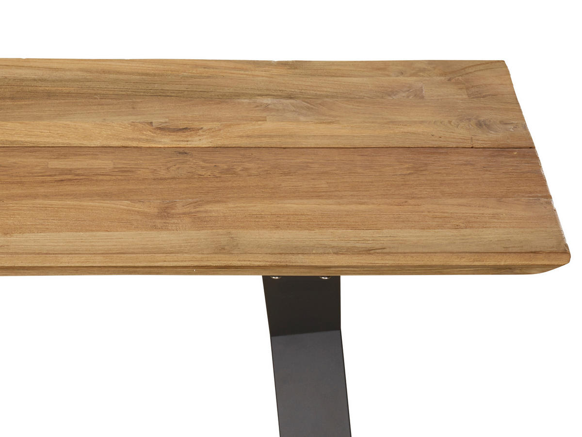 GARTENBANK 220/40/46 cm Teakholz  Edelstahl  - Anthrazit/Teakfarben, Design, Holz/Metall (220/40/46cm) - Amatio