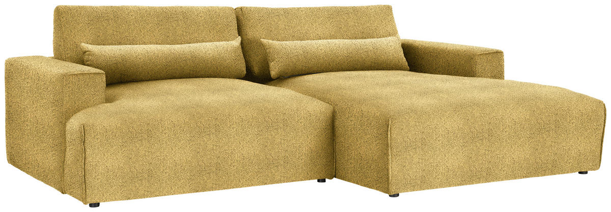 ECKSOFA Felicia in Chenille Currygelb  267/187 cm  - Currygelb/Schwarz, Design, Kunststoff/Textil (267/187cm) - Stylife