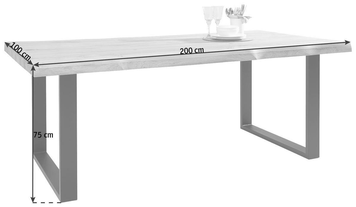 ESSTISCH in Holz 200/100/75 cm  - Wildeiche/Schwarz, Natur, Holz/Metall (200/100/75cm) - Landscape