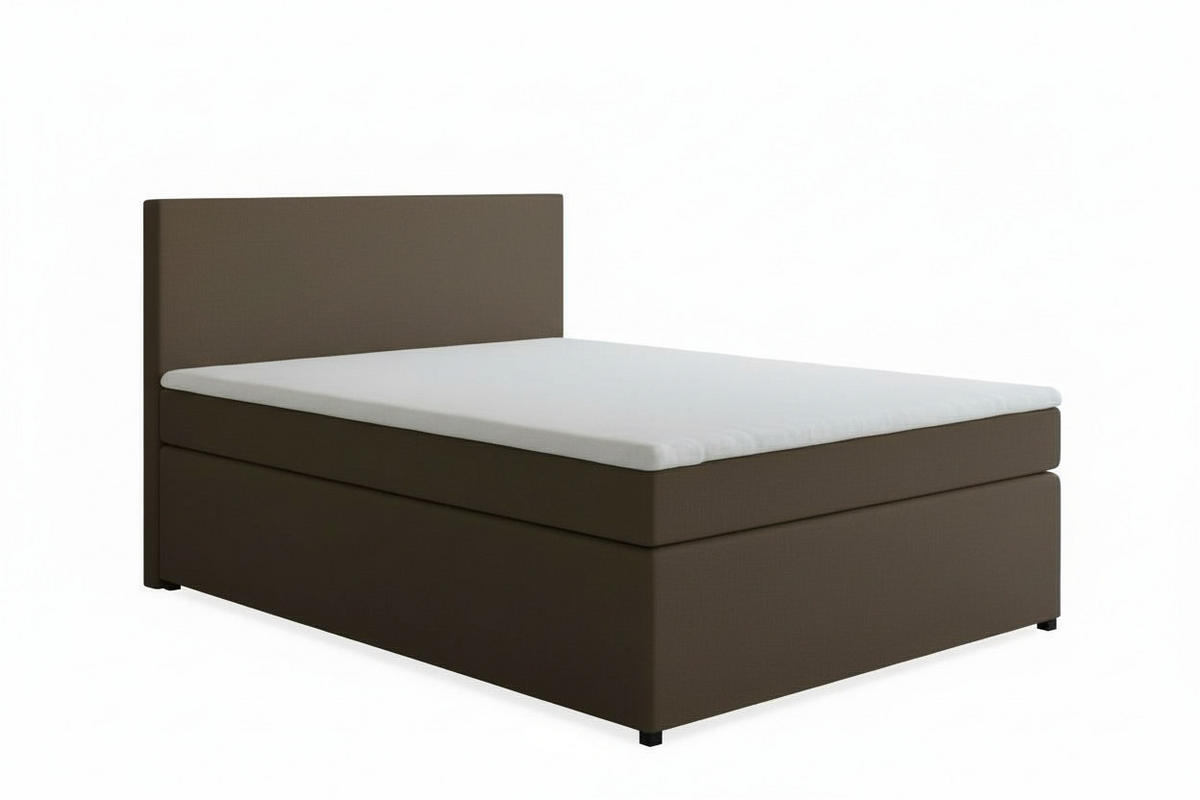 BOXSPRINGBETT 140/200 cm,  in Braun, Matratze, Topper, H3 = fest  - Schwarz/Braun, MODERN, Kunststoff/Textil (140/200cm) - MID.YOU