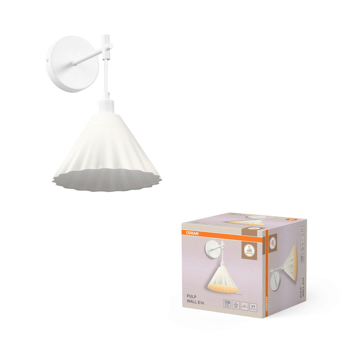WANDLEUCHTE 21.8/26.2/33 cm   - Basics, Papier/Metall (21.8/26.2/33cm) - Osram