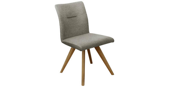 STUHL Webstoff Eichefarben, Dunkelgrau, Beige Wildeiche vollmassiv  - Eichefarben/Dunkelgrau, KONVENTIONELL, Holz/Textil (51,5/87,5/63cm) - Linea Natura