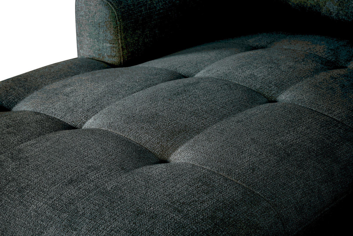 WOHNLANDSCHAFT Grau Chenille  - Schwarz/Grau, KONVENTIONELL, Textil/Metall (160/340/188cm) - Xora