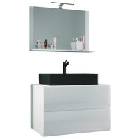 BADEZIMMER 3-teilig  in 81 cm  - Schwarz/Weiß, MODERN, Glas/Keramik (81cm) - MID.YOU