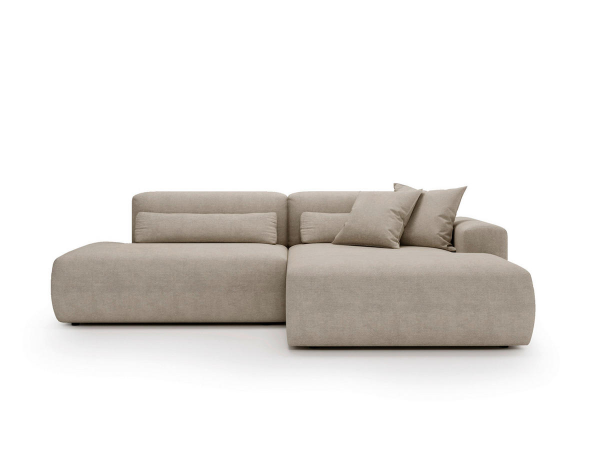 ECKSOFA REVE in Chenille Beige  284/160 cm  - Beige/Schwarz, Design, Kunststoff/Textil (284/160cm) - Livetastic