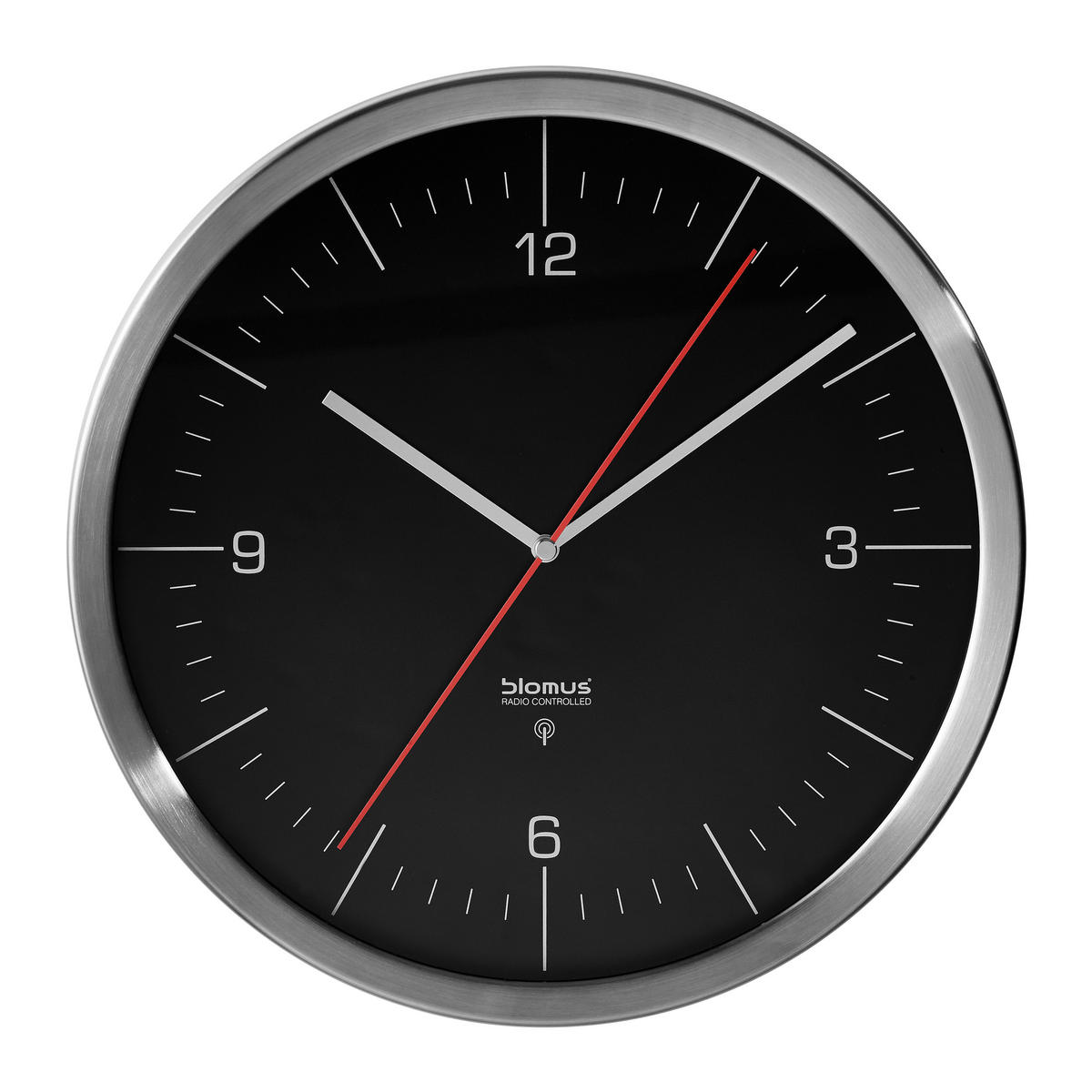 WANDUHR Schwarz, Silberfarben 30,4/4,2/30,4 cm  - Silberfarben/Schwarz, Basics, Kunststoff/Metall (30,4/4,2/30,4cm) - Blomus