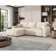 ECKSOFA Creme Cord Zierkissen, Rückenkissen, Bettkasten, Schlaffunktion, Rücken echt, Liegefläche im Originalstoff  - Creme/Schwarz, MODERN, Kunststoff/Textil (190/280cm) - Carryhome