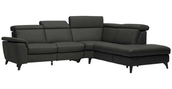 ECKSOFA in Echtleder Anthrazit  - Anthrazit/Schwarz, Design, Leder/Metall (285/239cm) - Cantus