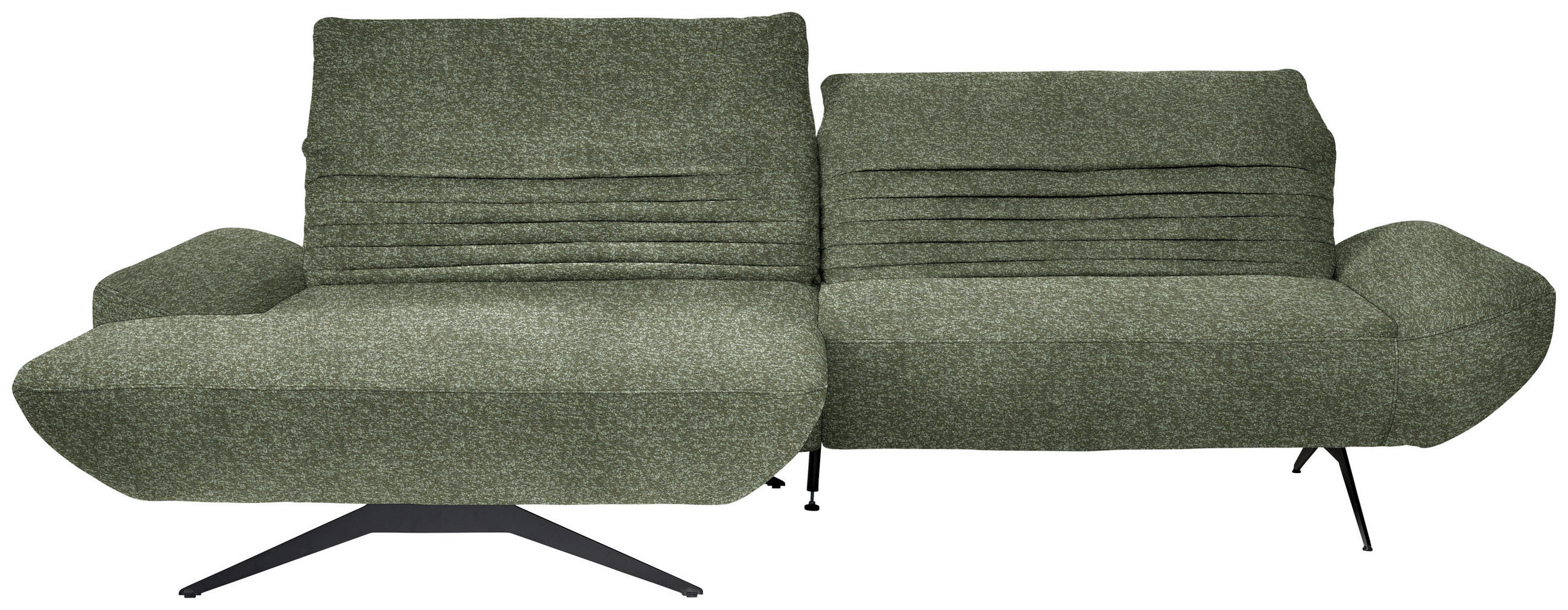 ECKSOFA  in Bouclé Grün  170-195/280 cm  - Schwarz/Grün, Design, Textil/Metall (170-195/280cm) - Dieter Knoll