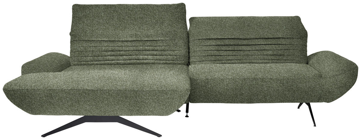 ECKSOFA  in Bouclé Grün  170-195/280 cm  - Schwarz/Grün, Design, Textil/Metall (170-195/280cm) - Dieter Knoll