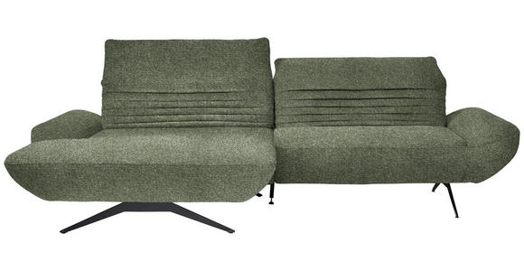 ECKSOFA  in Bouclé Grün  170-195/280 cm  - Schwarz/Grün, Design, Textil/Metall (170-195/280cm) - Dieter Knoll