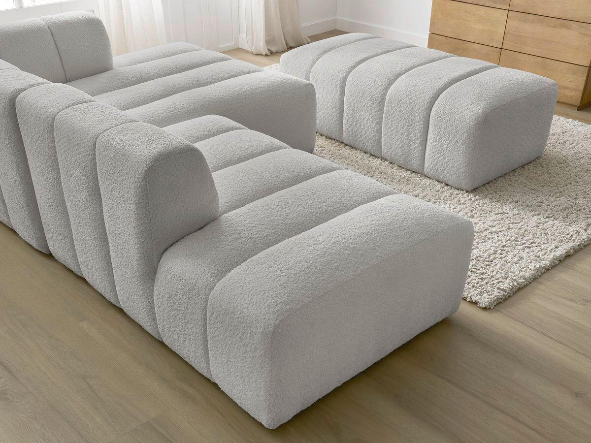 ECKSOFA  ANNECY Hellgrau Bouclé  - Hellgrau/Schwarz, MODERN, Kunststoff/Textil (262/170cm)