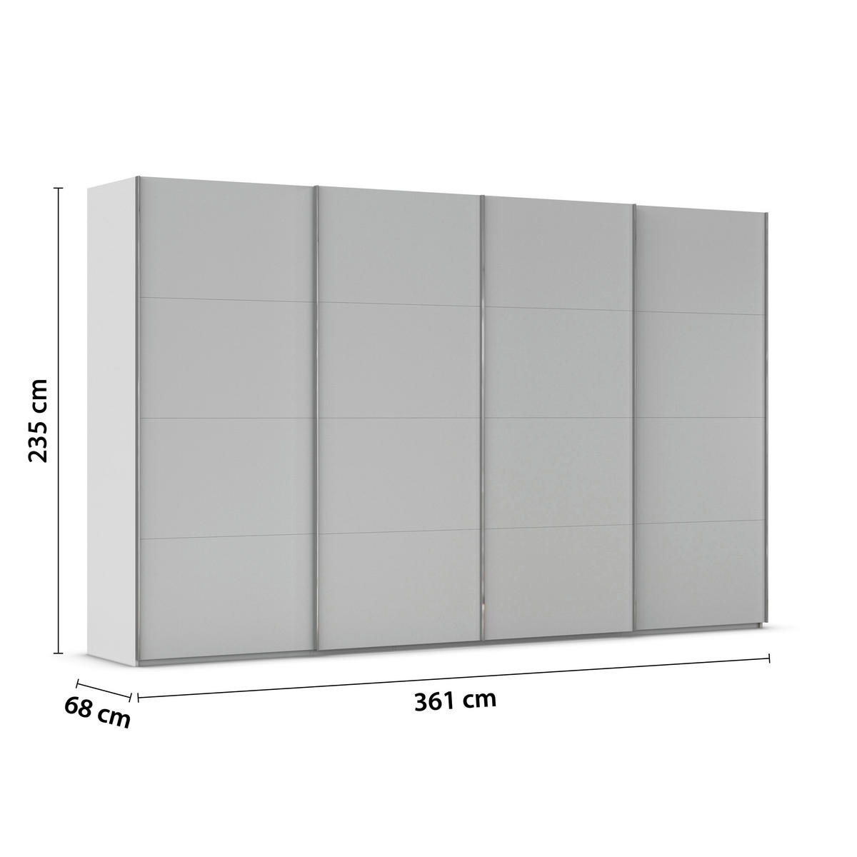 SCHWEBETÜRENSCHRANK 361/235/68 cm 4-türig Seidengrau  - Chromfarben/Seidengrau, Design, Holzwerkstoff/Metall (361/235/68cm) - Novel