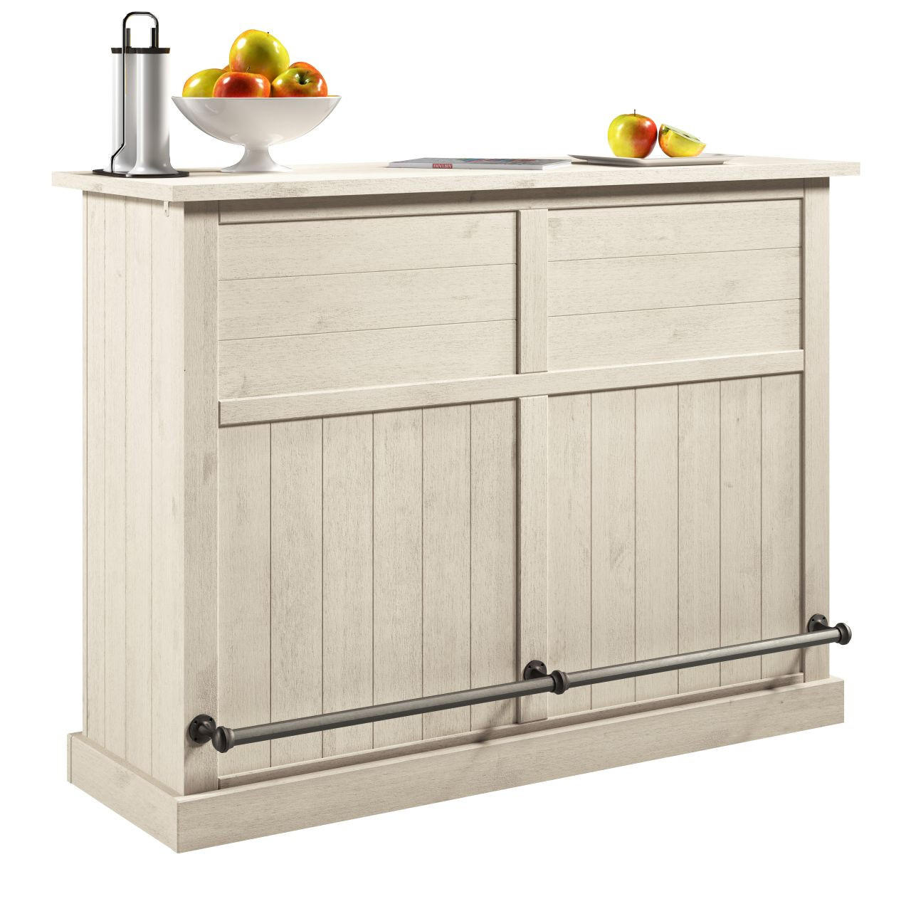 BAR fehér  - fehér, Romantik / Landhaus, fa (140/104/48cm) - MID.YOU