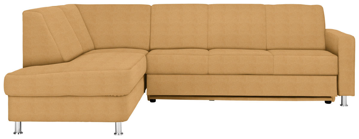 ECKSOFA  in Flachgewebe Gelb  198/256 cm  - Chromfarben/Gelb, Design, Textil/Metall (198/256cm) - Xora