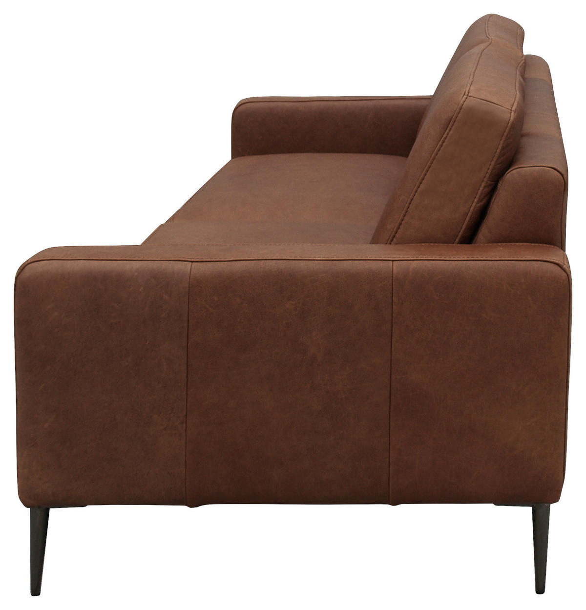 3-SITZER-SOFA Echtleder Dunkelbraun  - Dunkelbraun/Schwarzchrom, Design, Leder/Metall (187/85/92cm) - Livetastic