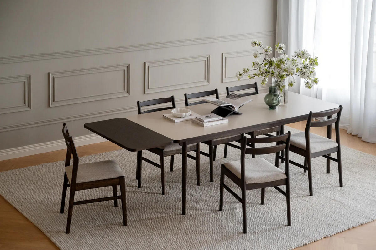 MATBORD brun, beige rektangulär  utdragbar, finns i olika storlekar, finns i olika trädekorer  - beige/brun, Klassisk, trä (220/95/75cm) - Rowico