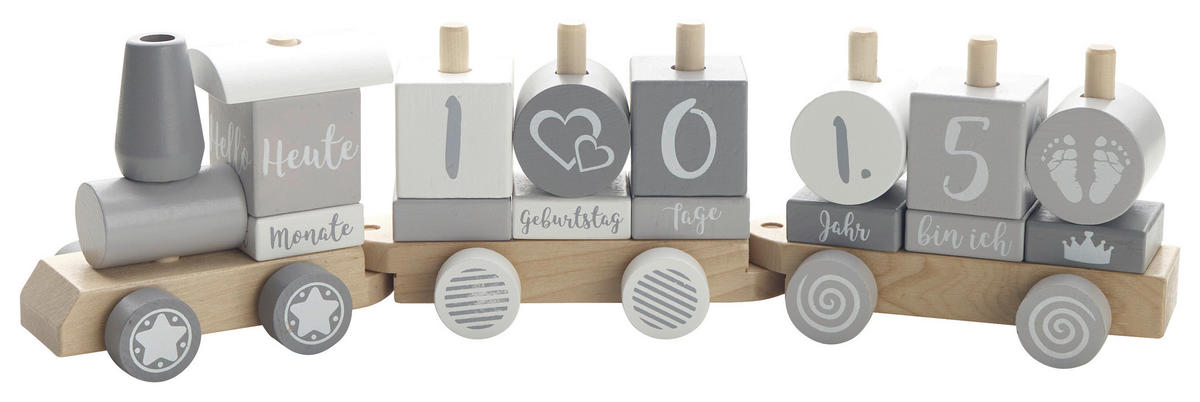 DEKORAČNÍ VLÁČEK - šedá/bílá, Trend, dřevo (40/11/6,5cm) - My Baby Lou