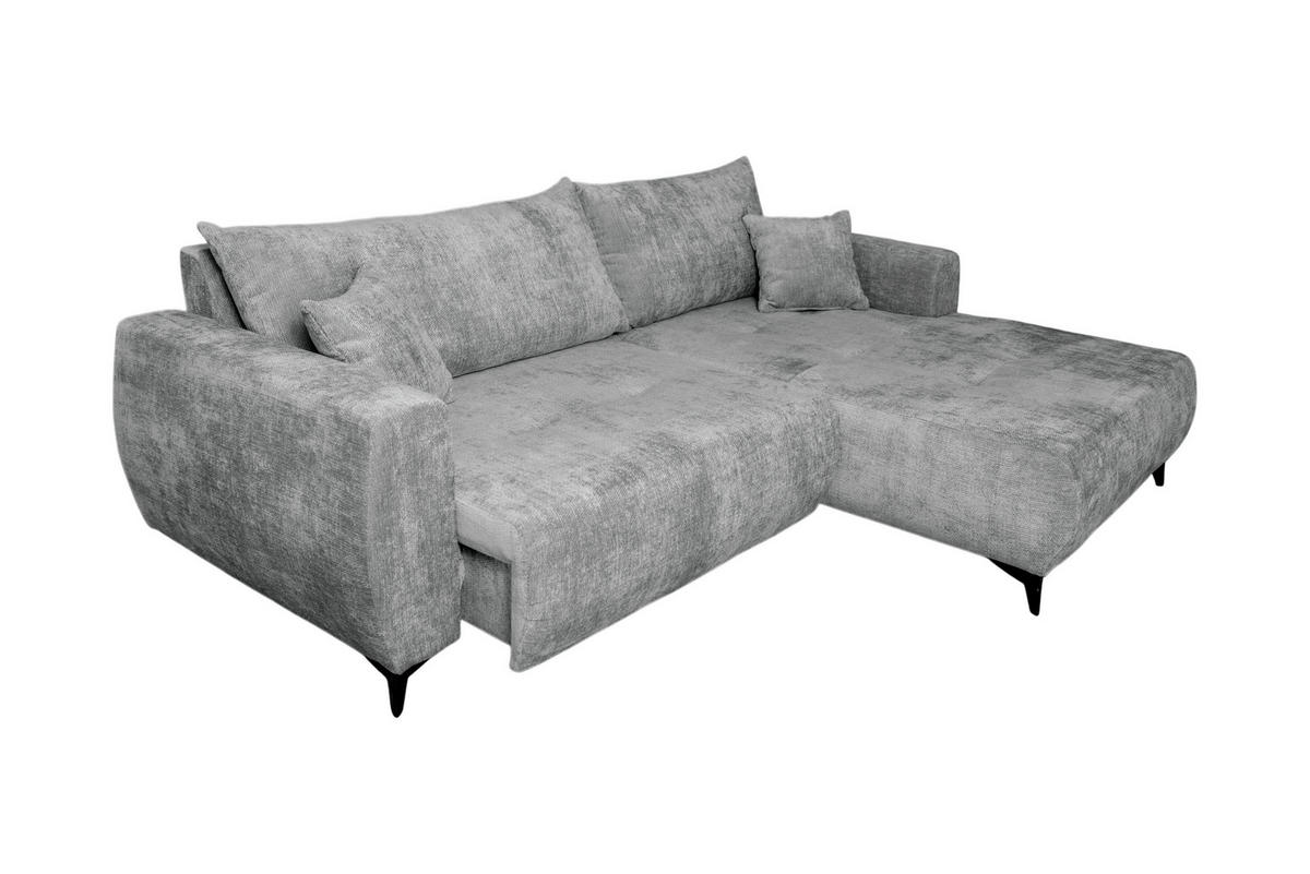 ECKSOFA BELARO Grau Chenille  - Schwarz/Grau, Design, Textil/Metall (246/177cm) - P & B