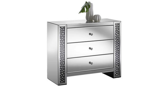 KOMMODE 95,5/80,5/40 cm - Silberfarben/Schwarz, Design, Glas/Holzwerkstoff (95,5/80,5/40cm) - Xora