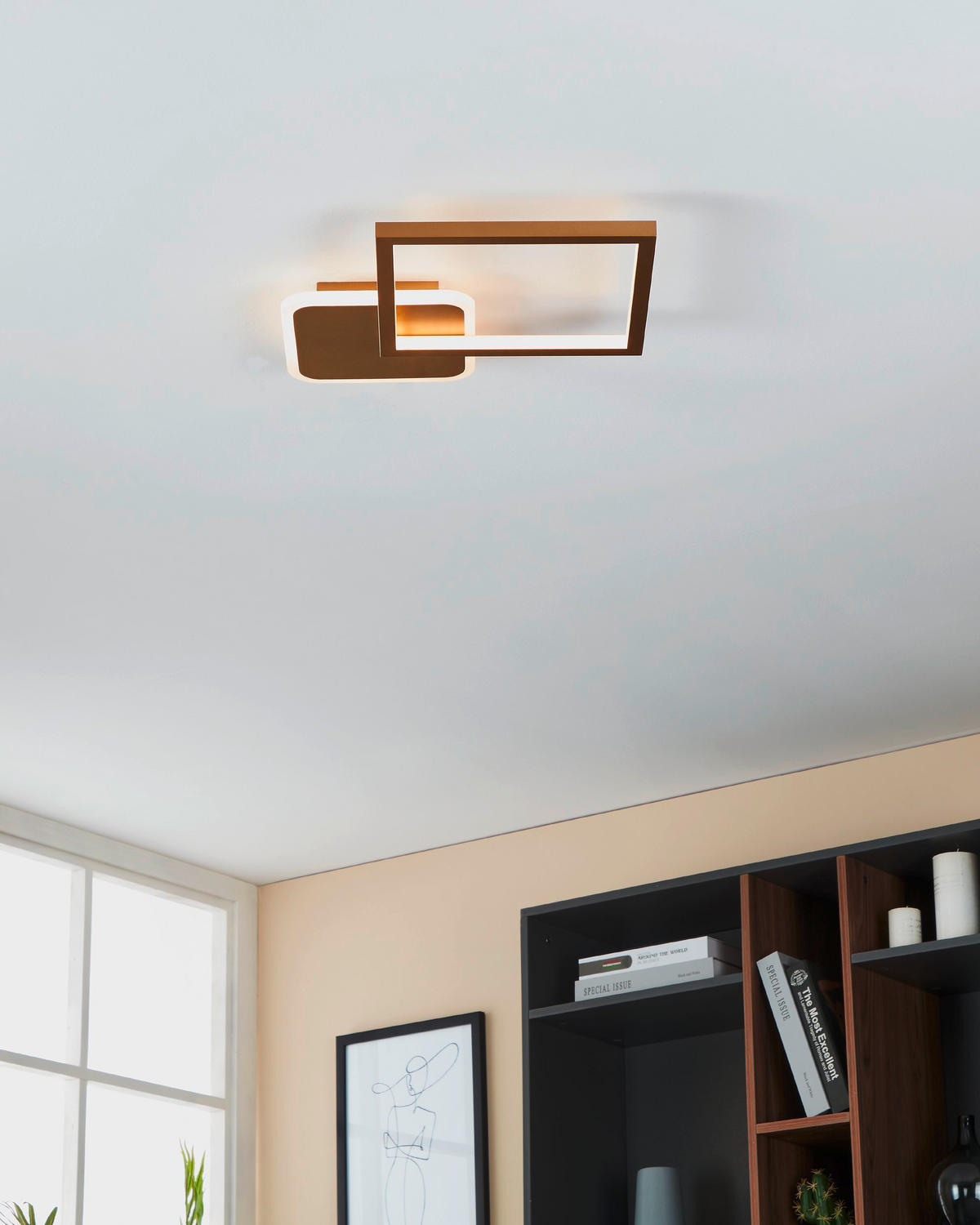 PLAFONIERĂ CU LED - alb/auriu, Basics, metal (33/33/5cm)