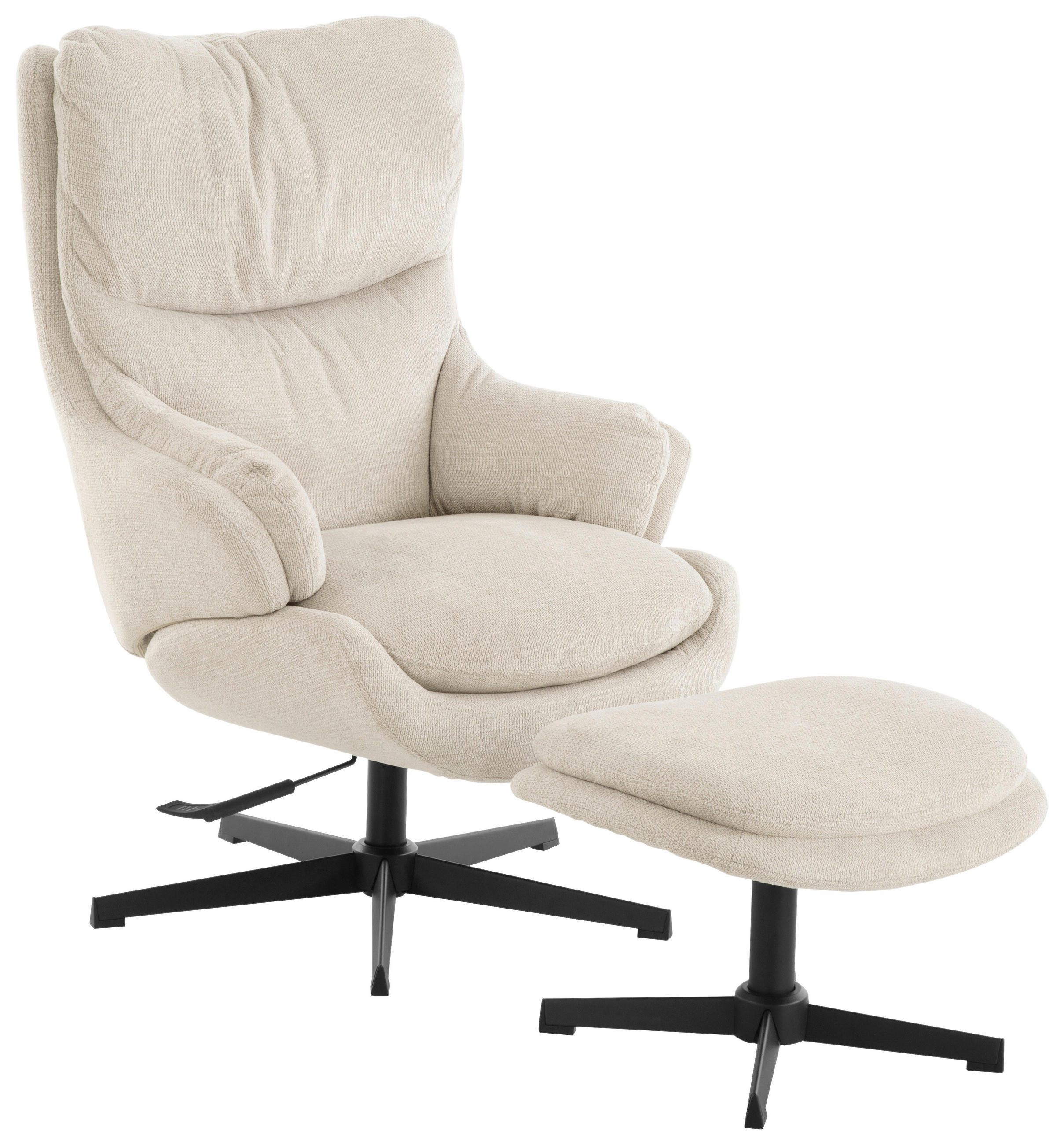 RELAXSESSELSET Leinenoptik    - Beige/Schwarz, Design, Holz/Textil (76/101/82cm) - Stylife
