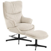 RELAXSESSELSET Leinenoptik    - Beige/Schwarz, Design, Holz/Textil (76/101/82cm) - Stylife