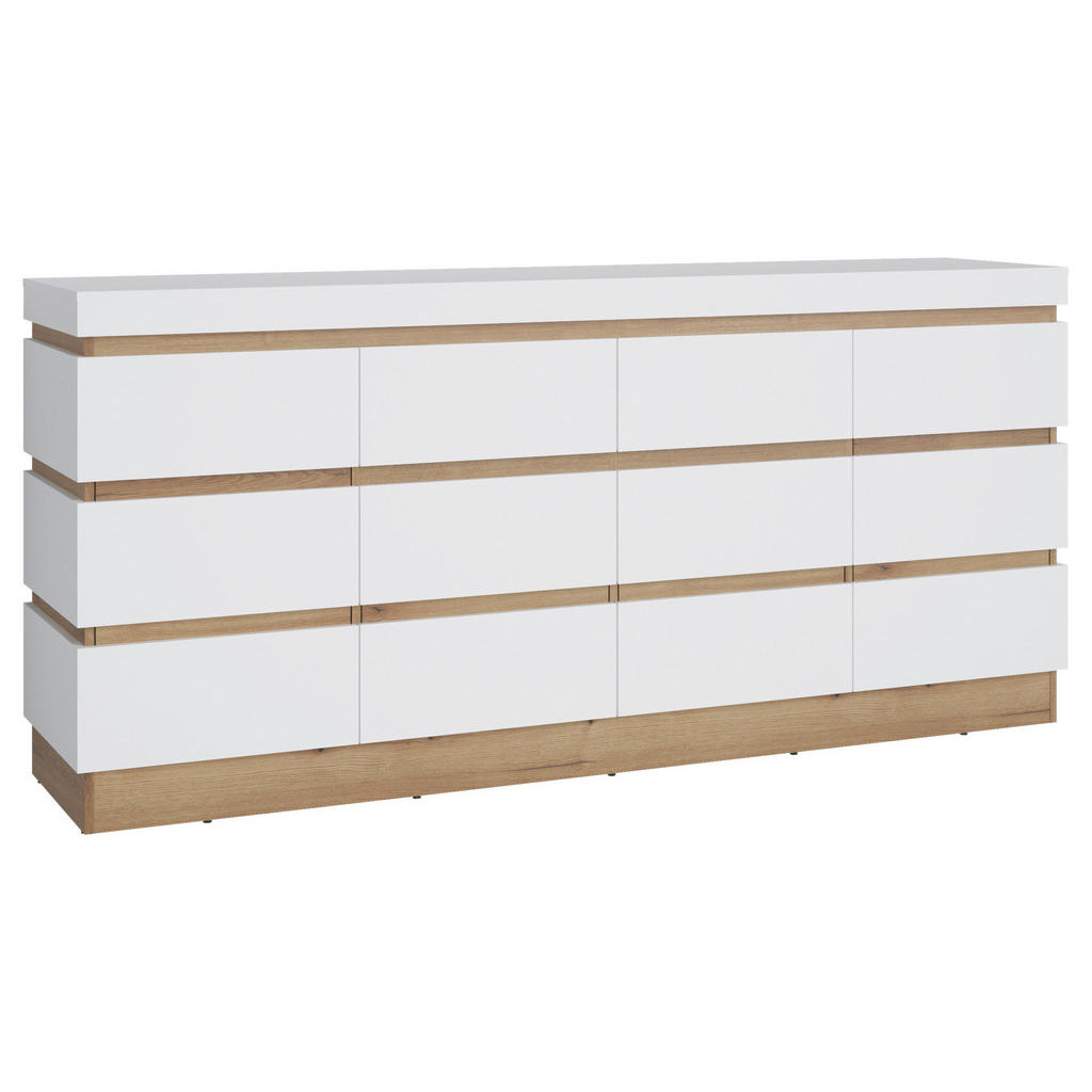 Sideboard Calabria Weiß/Eiche Dekor B: 201,2 cm