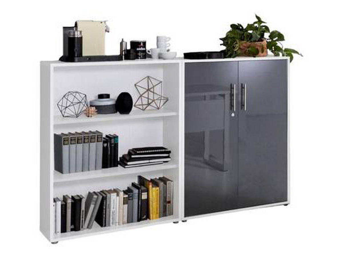 AKTENSCHRANK Weiß, Anthrazit Hochglanz  - Anthrazit Hochglanz/Weiß, MODERN, Holzwerkstoff (168,8/113,6/33cm) - MID.YOU