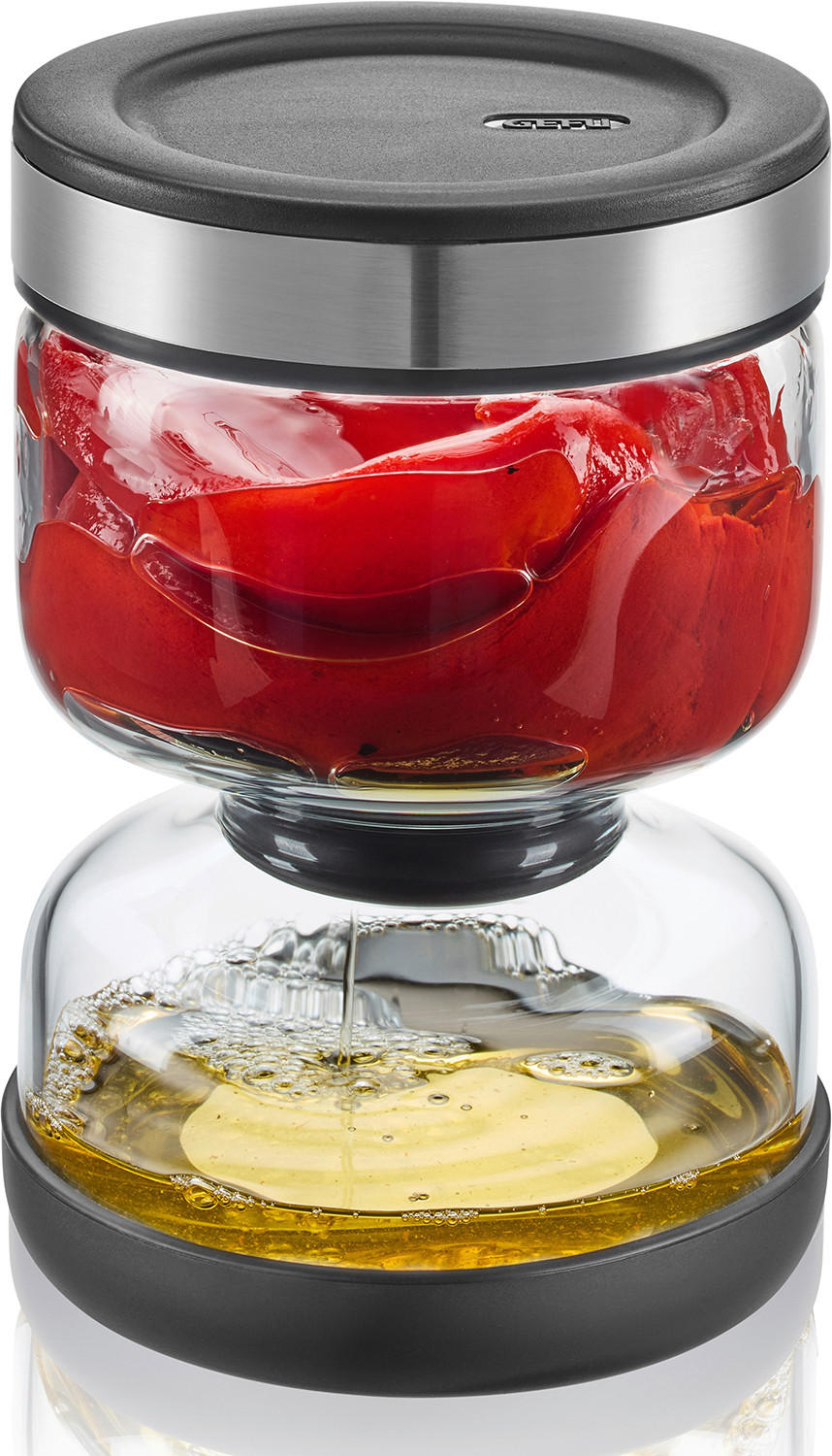 VORRATSGLAS 0,750 L  - Silberfarben/Schwarz, Design, Glas/Kunststoff (10/10/14,5cm) - Gefu
