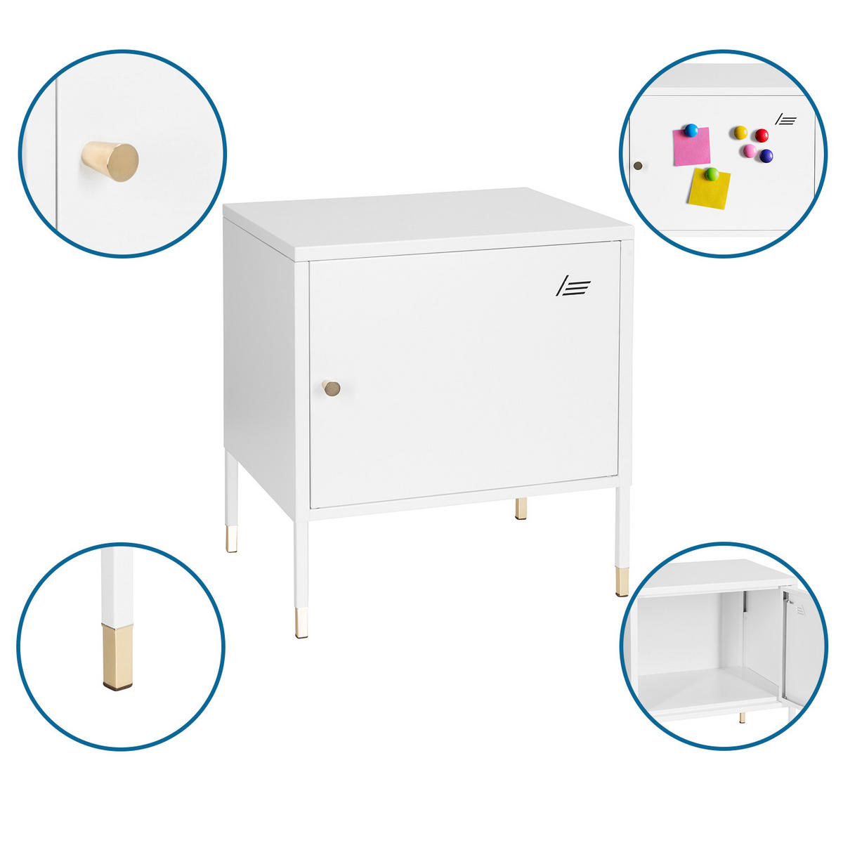 SIDEBOARD  in 45/50/35 cm  - Goldfarben/Weiß, Basics, Metall (45/50/35cm) - MID.YOU