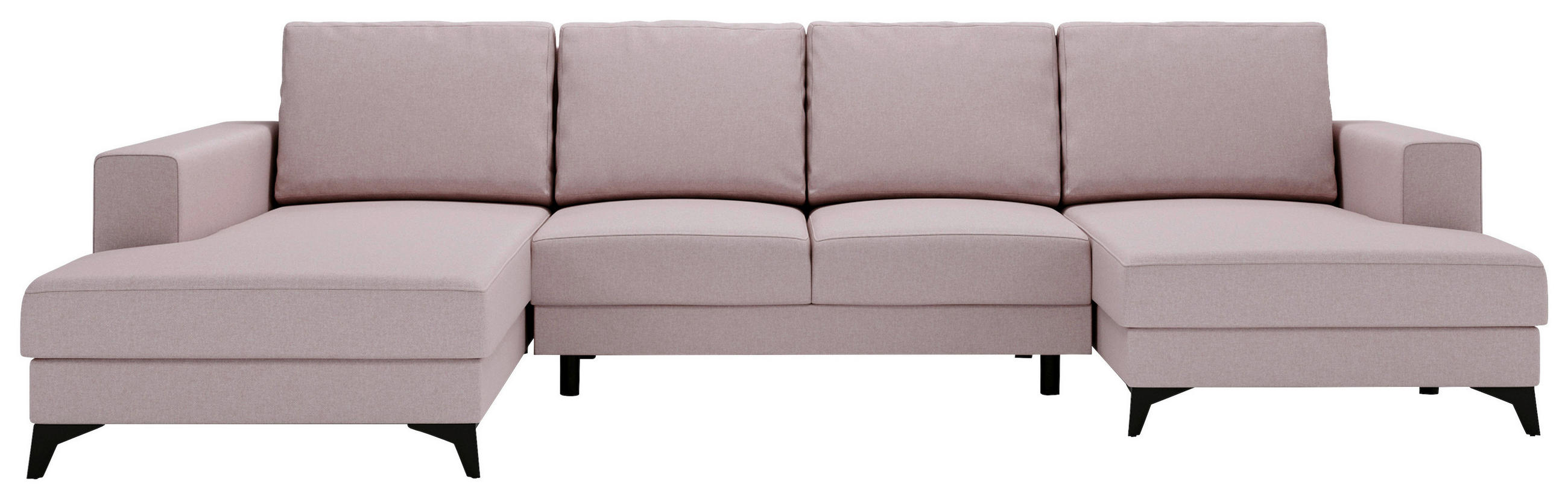 WOHNLANDSCHAFT Rosa Flachgewebe  - Schwarz/Rosa, Design, Textil/Metall (190/339/156cm) - Livetastic