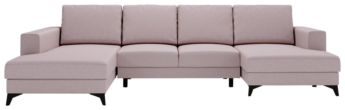 WOHNLANDSCHAFT Rosa Flachgewebe  - Schwarz/Rosa, Design, Textil/Metall (190/339/156cm) - Livetastic