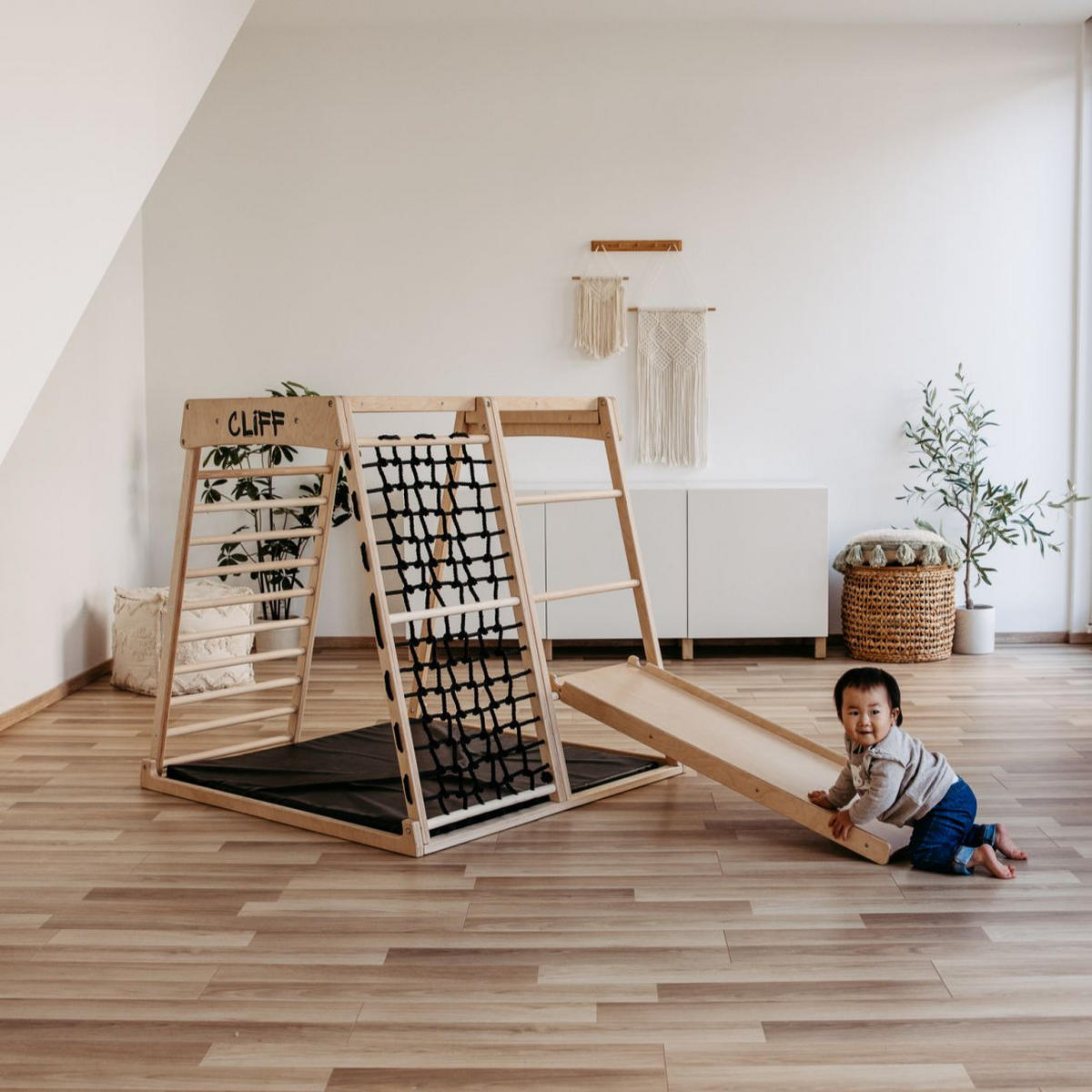 KLETTERGERÜST - Schwarz/Weiß, Basics, Holz (113/115/110cm) - CLIFF