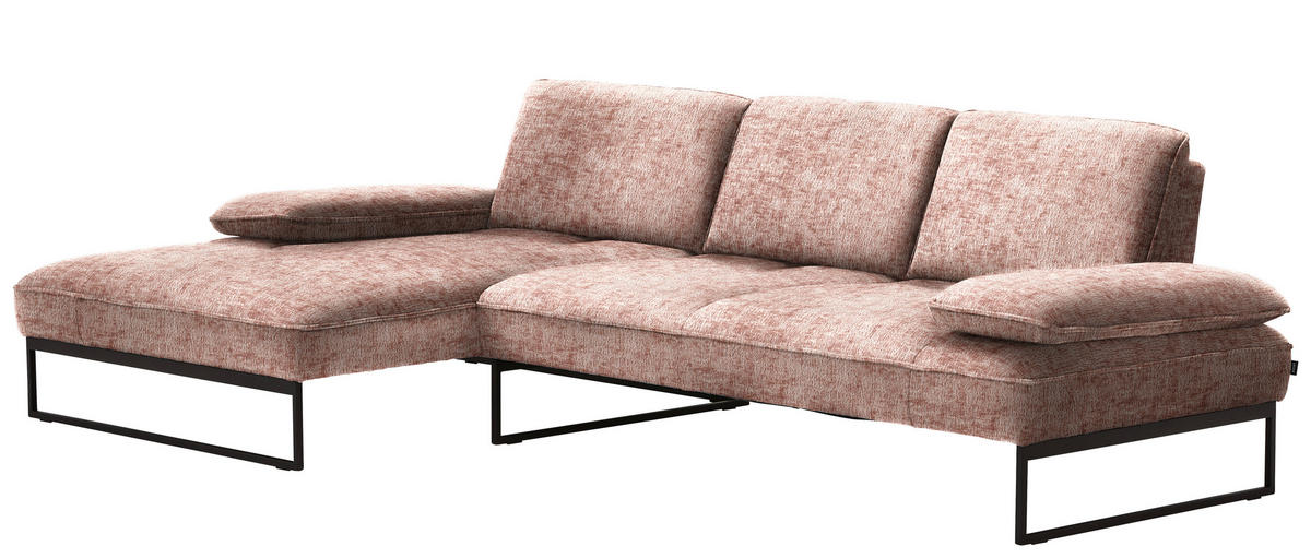 ECKSOFA in Chenille Altrosa  - Anthrazit/Altrosa, Design, Textil/Metall (160/310cm) - Joop!