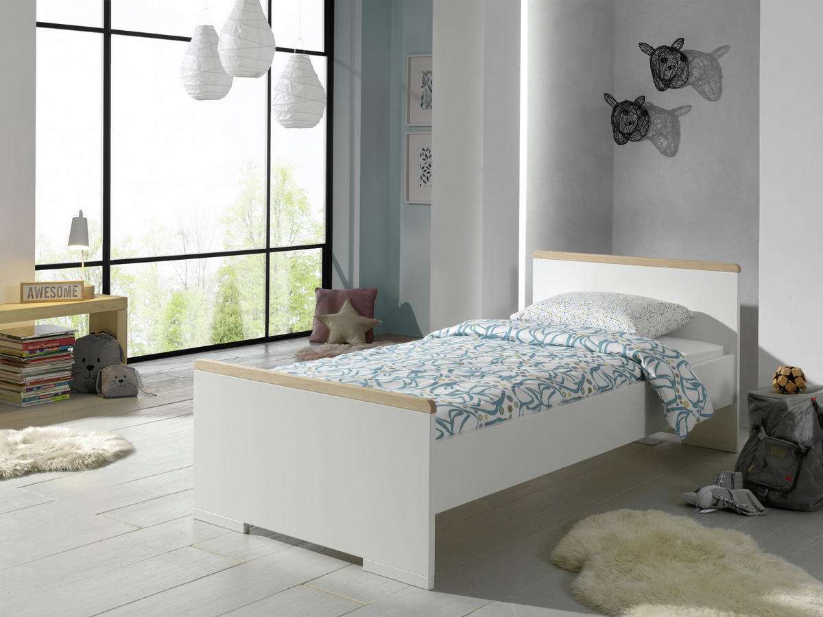 BETT 90/200 cm  in Weiß  - Weiß, MODERN (90/200cm) - MID.YOU