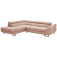 ECKSOFA in Webstoff Altrosa  - Schwarz/Altrosa, Design, Textil/Metall (235/280cm) - Hom`in