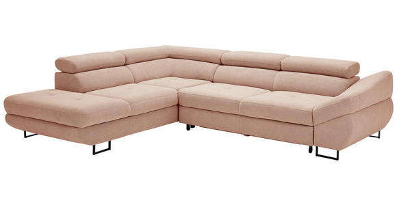 ECKSOFA in Webstoff Altrosa  - Schwarz/Altrosa, Design, Textil/Metall (235/280cm) - Hom`in