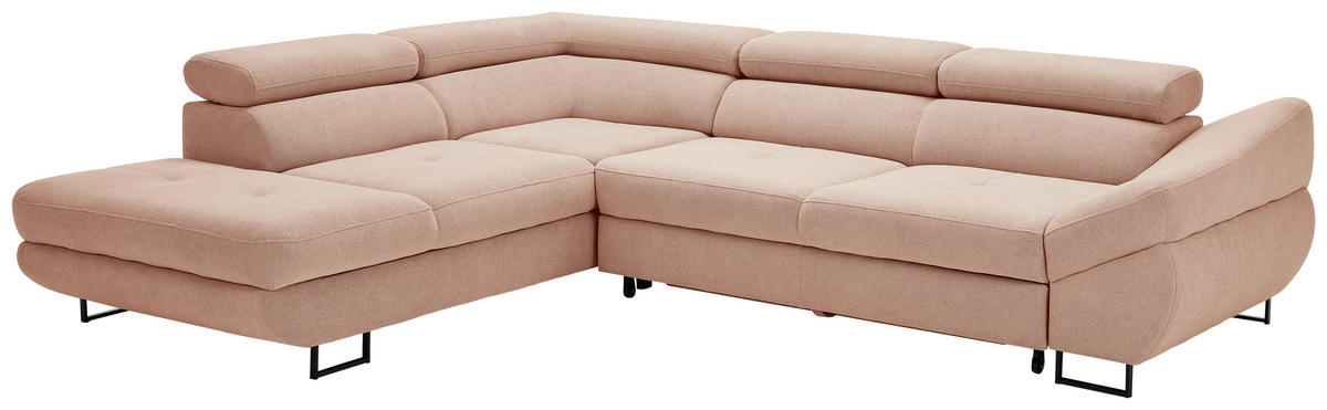 ECKSOFA in Webstoff Altrosa  - Schwarz/Altrosa, Design, Textil/Metall (235/280cm) - Hom`in
