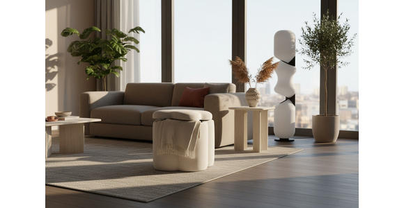 HOCKER Chenille Creme  - Creme, Design, Textil (43/46/43cm) - Xora