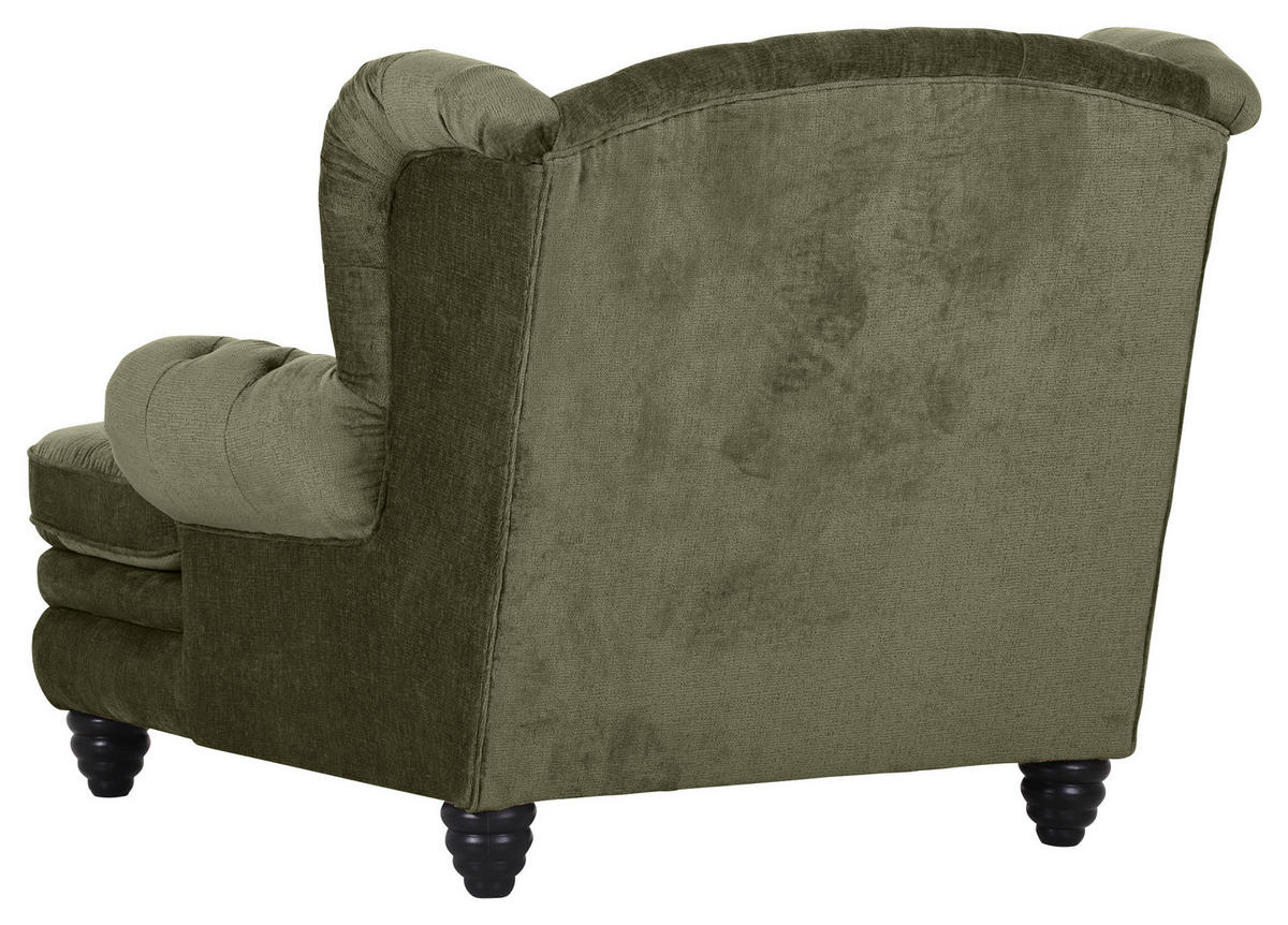 XXL-SESSEL Chenille Olivgrün    - Schwarz/Olivgrün, Design, Holz/Textil (127/106/149cm) - Landscape
