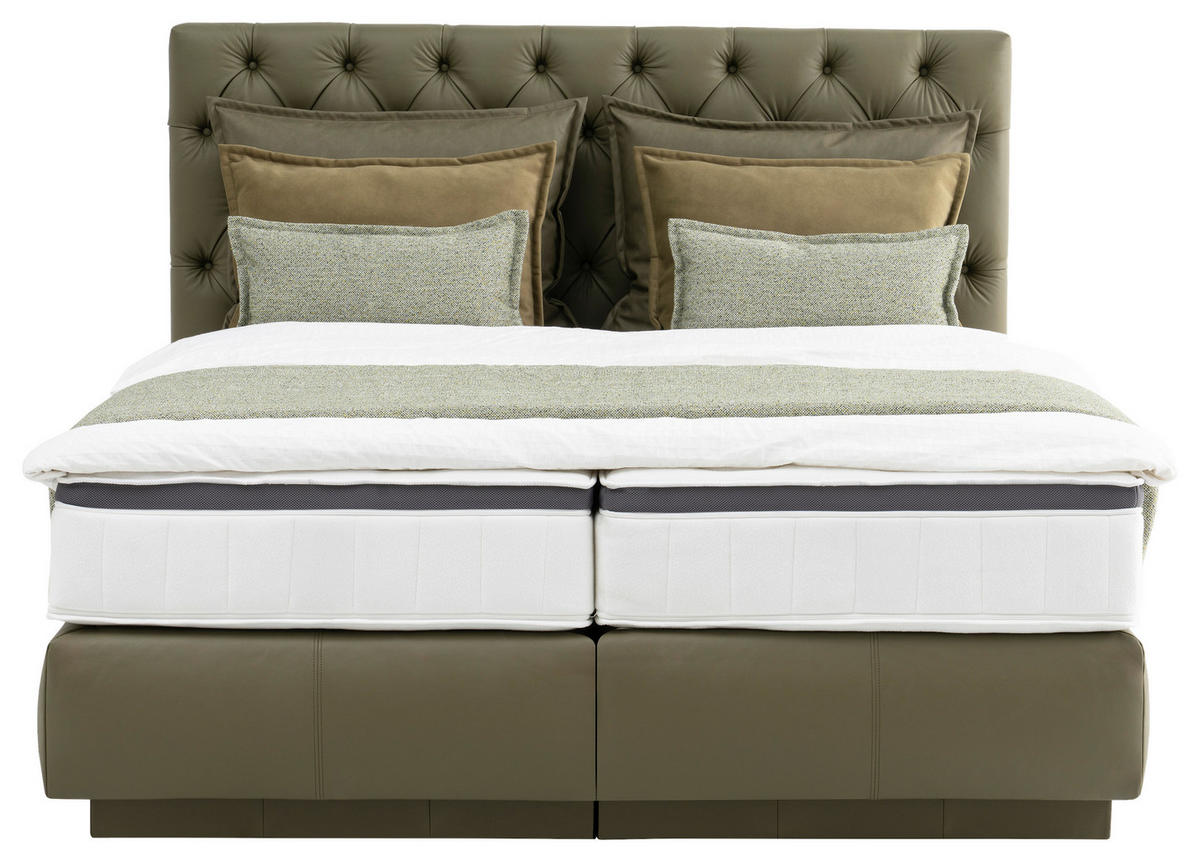 BOXSPRINGOVÁ POSTEĽ, 180/200 cm, zelená - zelená, Design, koža/textil (180/200cm) - Novel