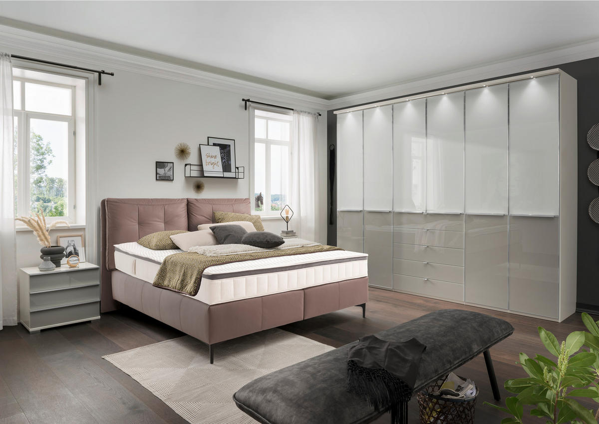 BOXSPRINGBETT 180/200 cm  in Braun  - Schwarz/Braun, Design, Leder/Holz (180/200cm) - Novel