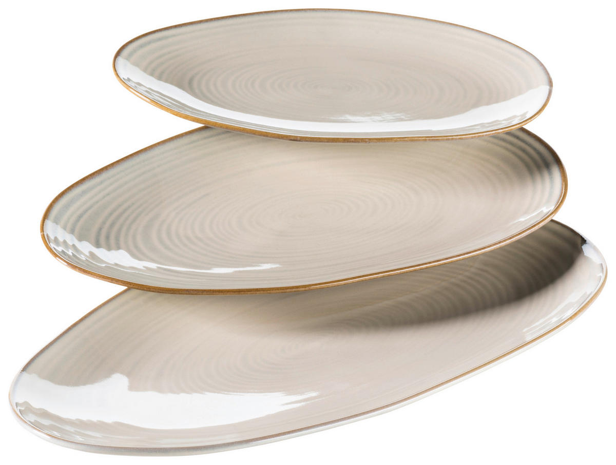PLATTE NOTTINGHAM 3-TLG  - Beige, Basics, Keramik (21,5/35/8cm) - Mäser