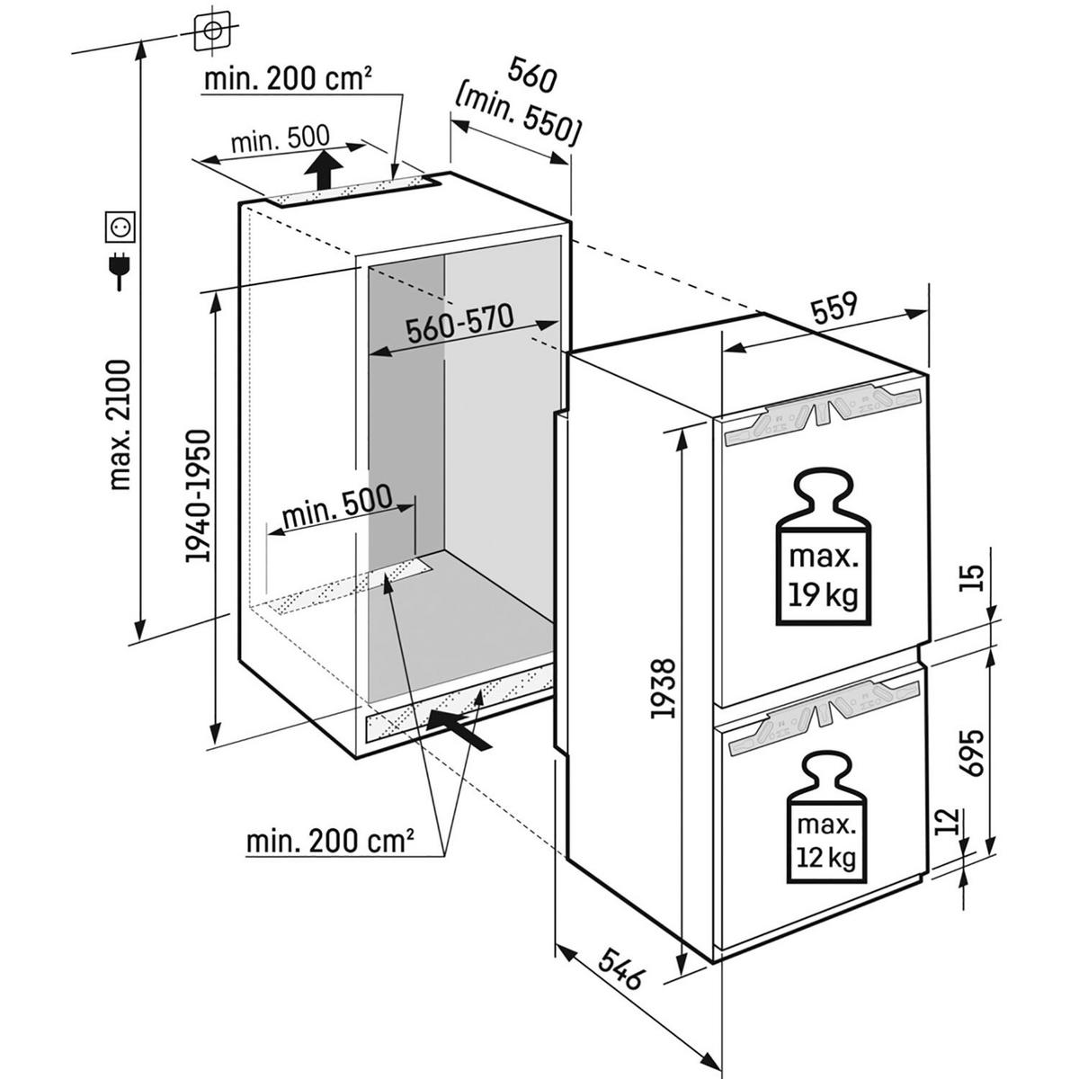 KÜHL-GEFRIER-KOMBINATION ICBNC5623  - Weiß, Basics, Glas/Kunststoff (56/194/54,6cm) - Liebherr