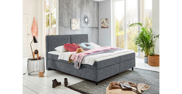 BOXSPRINGBETT 160/200 cm  in Dunkelgrau  - Dunkelgrau/Schwarz, KONVENTIONELL, Kunststoff/Textil (160/200cm) - Hom`in