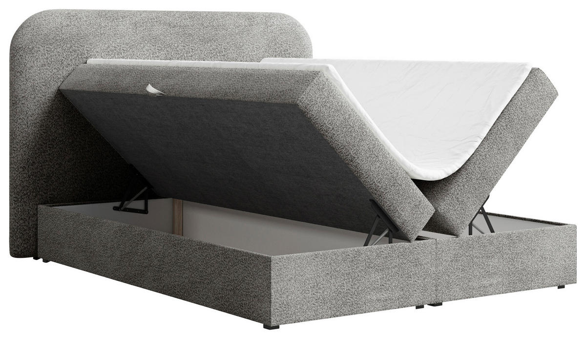 BOXBETT 180/200 cm,  in Anthrazit, Bettkasten, Topper,  - Anthrazit/Schwarz, MODERN, Holz/Kunststoff (180/200cm) - MID.YOU